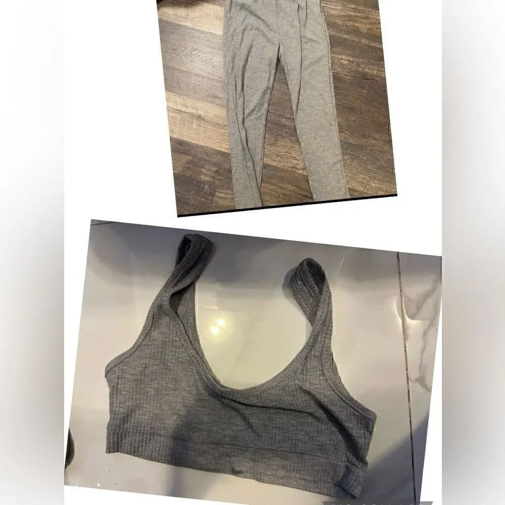 [sheIN] gray ribbed leggings EUC co-ord lounge set #5
